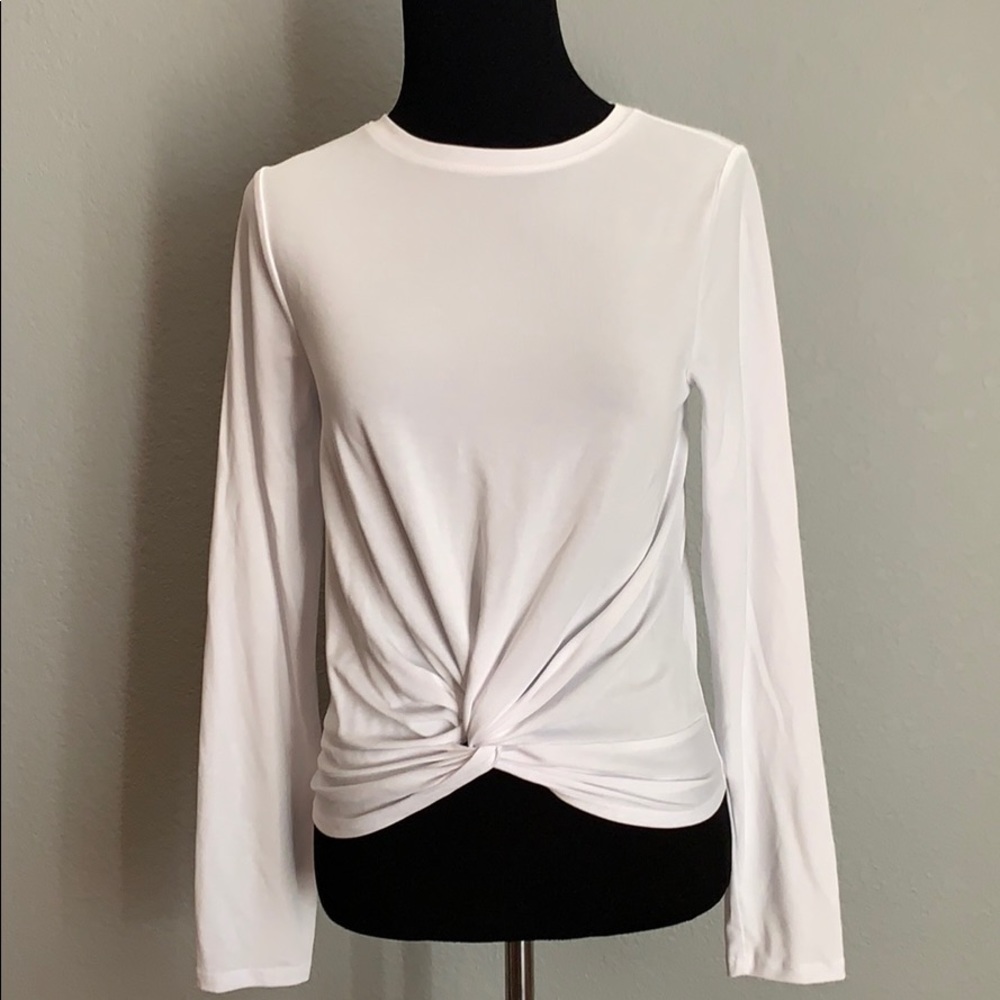 Joy Lab Long Sleeve White Cropped Workout Top